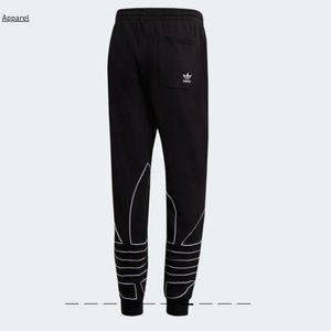 NWT Adidas 100% Cotton Big Trefoil Outline Black Sporty Sweat Pants